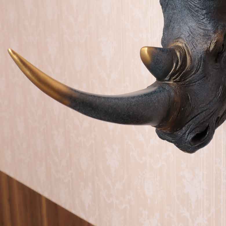 アニマルヘッド サイ ブロンズ 犀 動物 リアル風水 縁起物