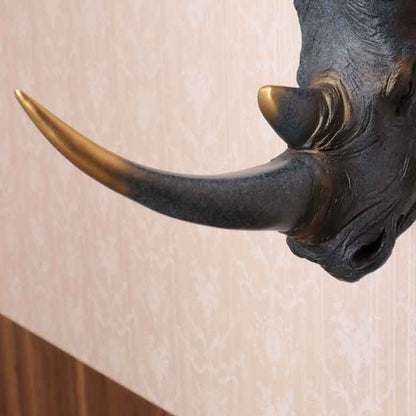 アニマルヘッド サイ ブロンズ 犀 動物 リアル風水 縁起物 オーナメント