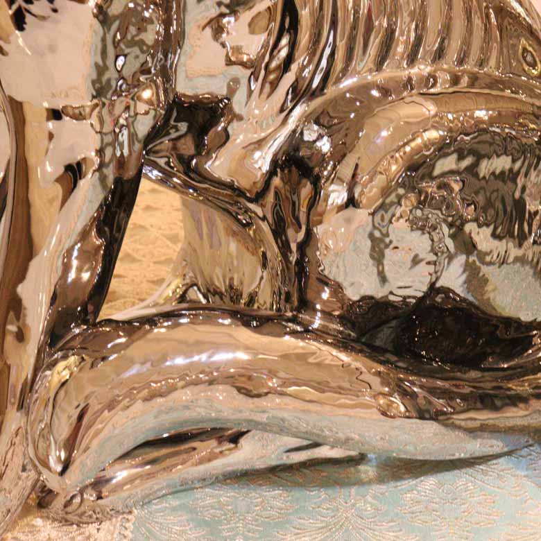 陶器 動物 パンサー 置物 イタリア製 プラチナム