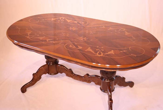 イタリア ダイニングテーブル 140cm幅 4人用 象嵌 楕円形 TS140-DL
