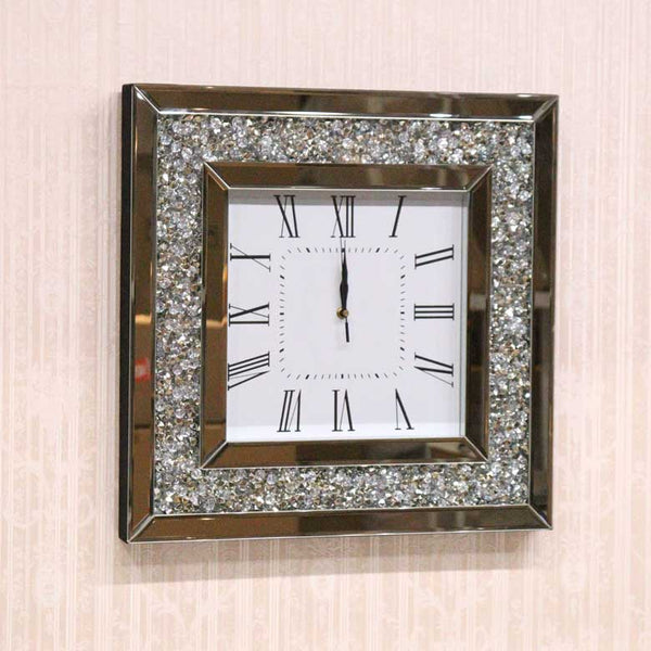 ミラー家具 掛け時計 シルバー ウォールクロック A