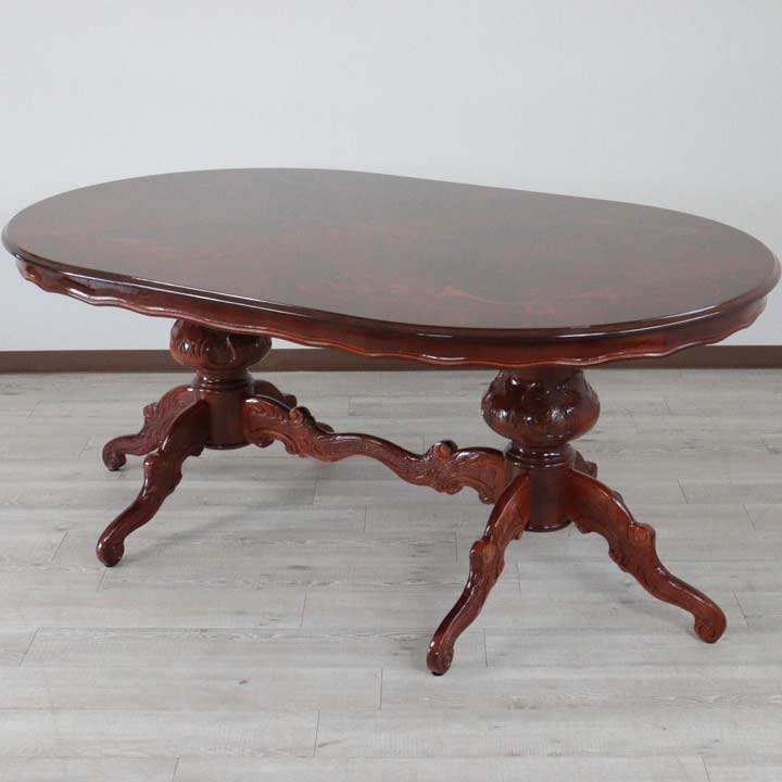 イタリア ダイニングテーブル 172.5cm幅 6人用 象嵌 楕円形 TS175