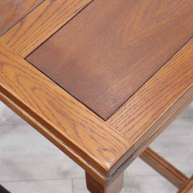 ダイニングテーブル 60-100cm 伸長式 オーク 二人用 木製 茶