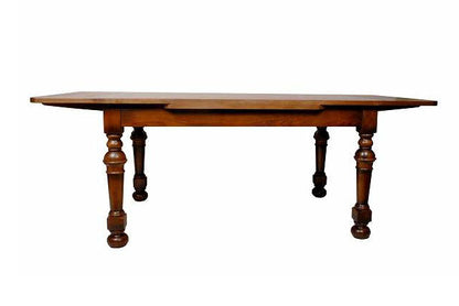 ダイニングテーブル 伸長式 140-200cm 木製 伸長式 6人用 茶 レトロ ドローリーフテーブル