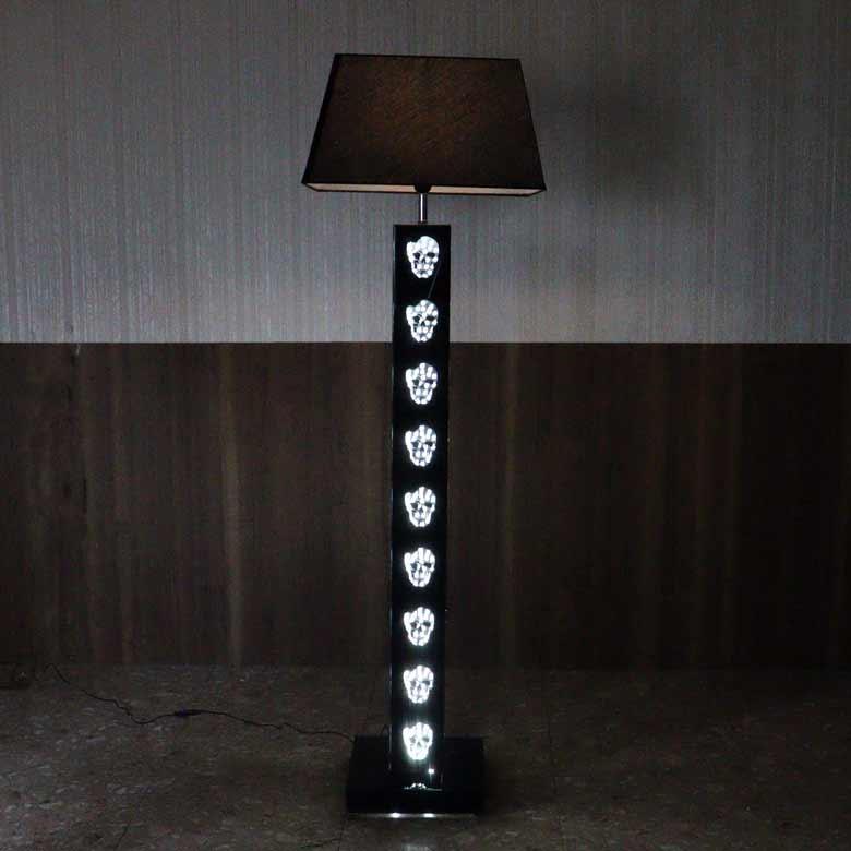 ミラー家具 フロアランプ シェード 鏡 フロアスタンド 1灯 スカル