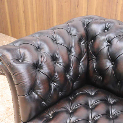 総革張りソファー チェスターフィールド 1人掛け ブラウン 1人掛け 本革