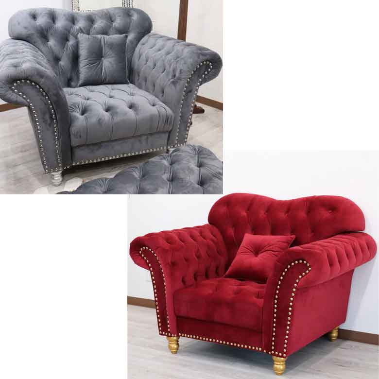 1Pソファ ハイバック ベロア グレーレッド 1人がけ ベルベット