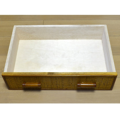 キャスター付きラタンチェスト 4段 飾り枠付き 完成品