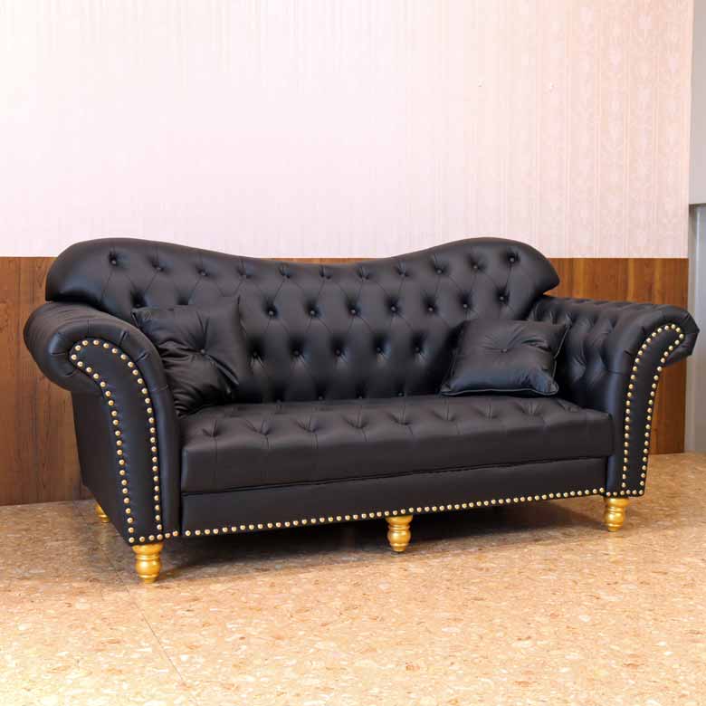 ソファーセット ハイバック 合皮 ブラック/ホワイト 応接 ソファ ファントムレザー