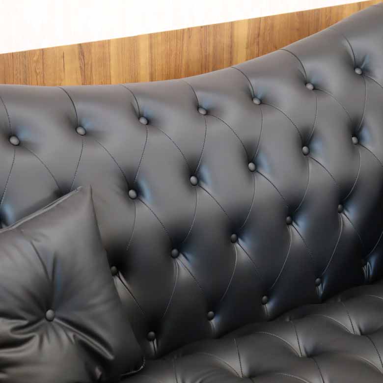 3Pソファ ハイバック ファントムレザー/合皮 ブラック 3人がけ