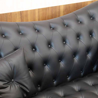 ソファーセット ハイバック 合皮 ブラック/ホワイト 応接 ソファ ファントムレザー