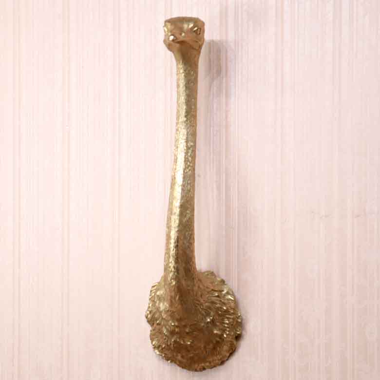 アニマルヘッド ダチョウ ゴールド オーストリッチ 動物 リアル風水 縁起物 オーナメント