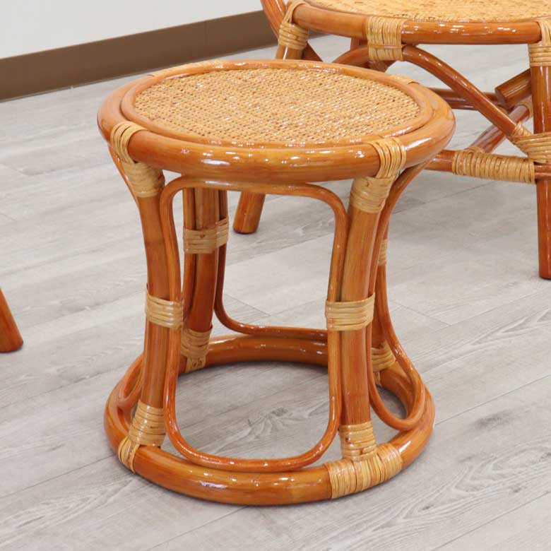 ラタン テーブル3点セット コンパクト テーブル チェア