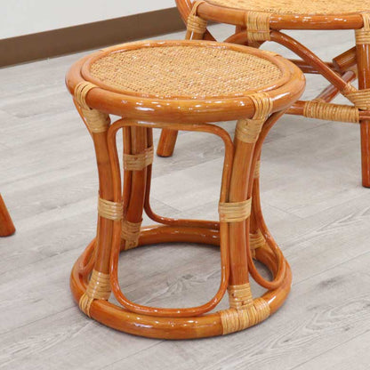 ラタン テーブル3点セット コンパクト テーブル チェア