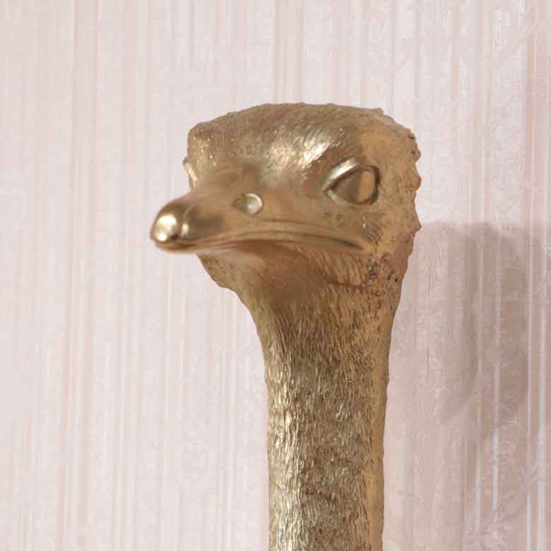 アニマルヘッド ダチョウ ゴールド オーストリッチ 動物 リアル風水 縁起物 オーナメント