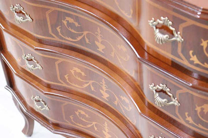イタリア 4段 チェスト 茶 88cm 象嵌 猫脚 054/4