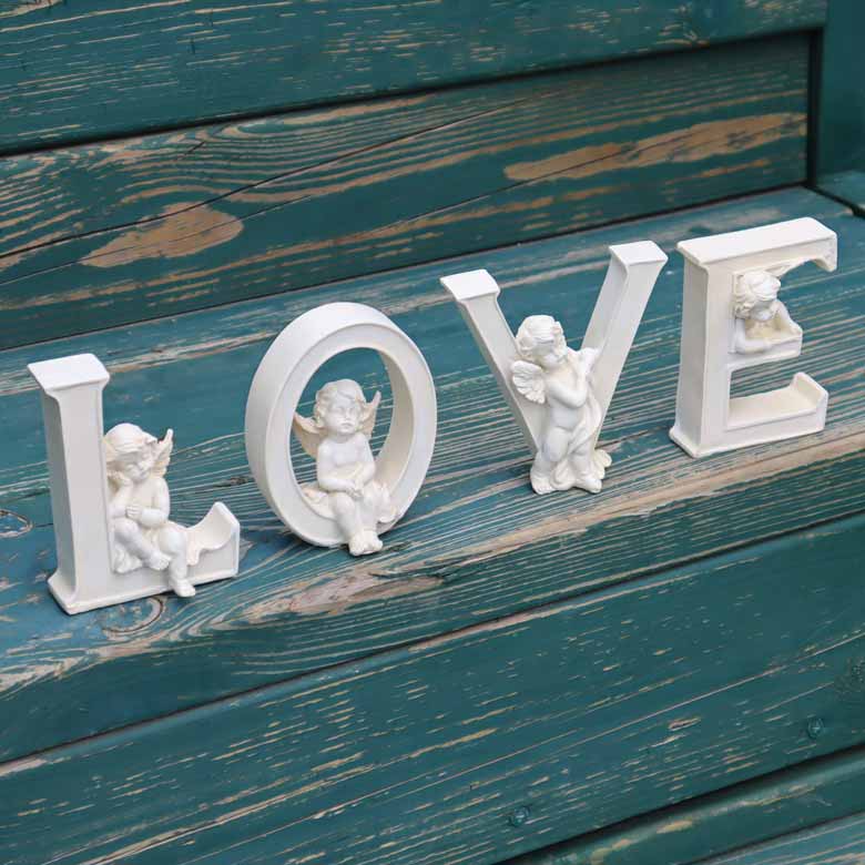 天使のオーナメント ガーデンオブジェ LOVE 置物