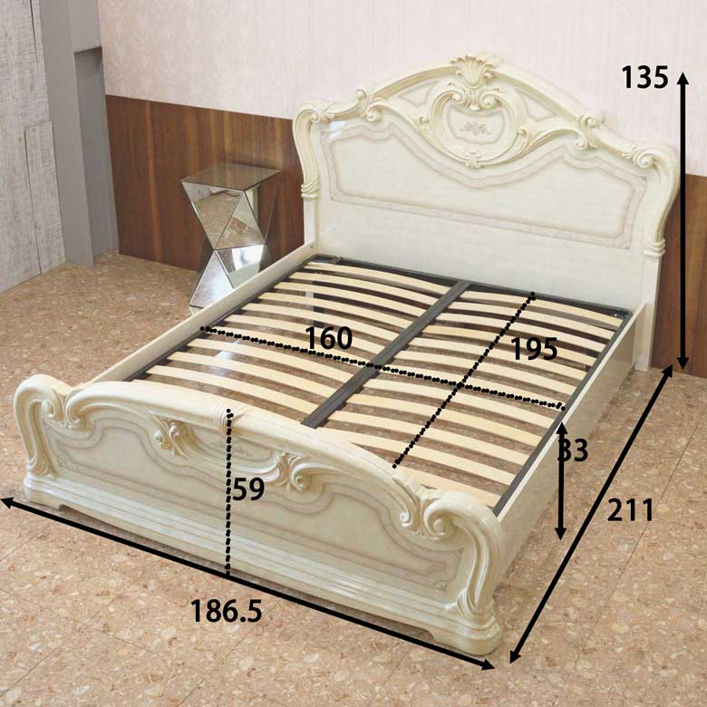 サルタレッリ アマルフィ クイーンベッド ベッドフレーム アイボリー