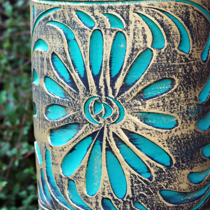 陶器 かさ立て イタリア製 アンブレラスタンド グリーン×ゴールド ストレート