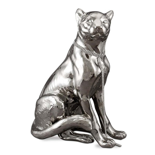 イタリア レオパード AHURA 陶器 置物 オブジェ 風水 縁起物 パンサー プラチナ