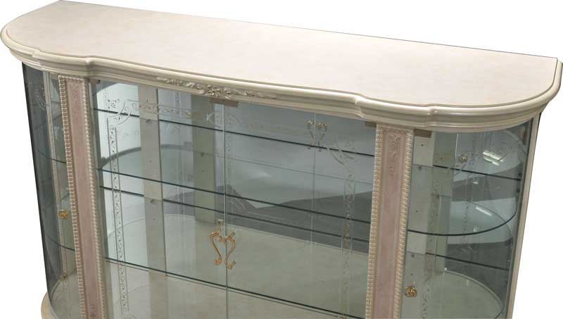 サルタレッリ ヴェルサイユ 4ドア ローキュリオケース アイボリー ガラスキャビネット