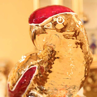 イタリア オウム AHURA 陶器 置物 オブジェ 風水 縁起物 オウム ゴールド