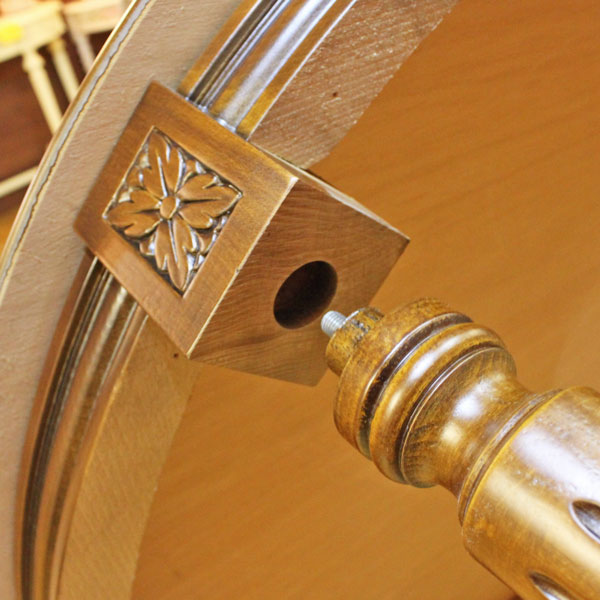 イタリア ダイニングテーブル 110cm幅 4人用 象嵌 円形 310/110