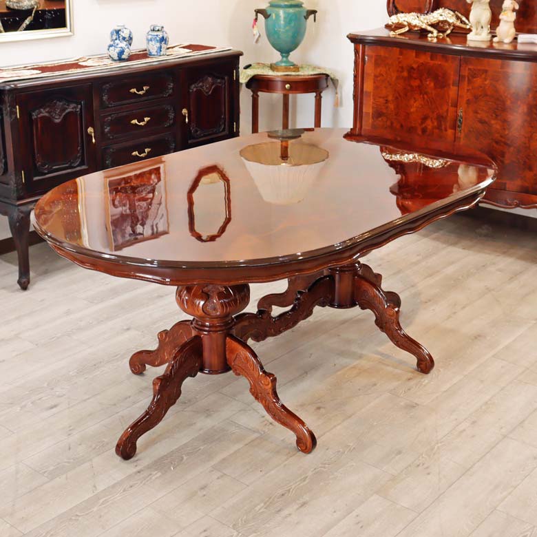 イタリア ダイニングテーブル 180cm幅 6人用 象嵌