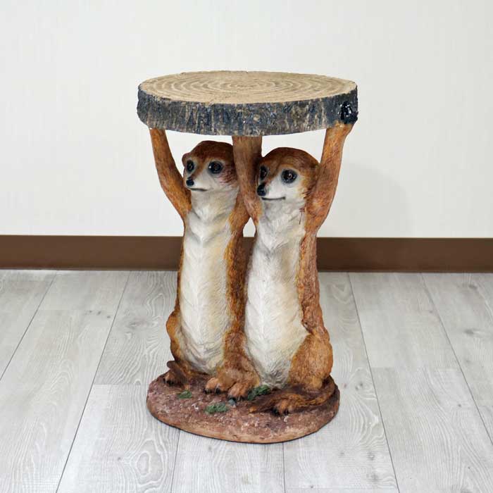 アニマルサイドテーブル ミーアキャット フラワースタンド かわいい リアル