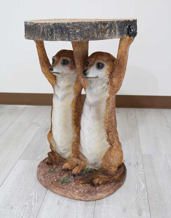 ミーアキャット　アニマル　サイドテーブル アニマルサイドテーブル ミーアキャット フラワースタンド かわいい