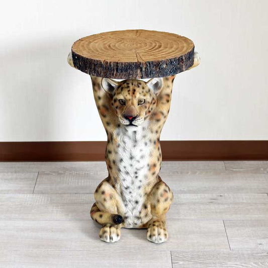 アニマルサイドテーブル チーター ヒョウ フラワースタンド かわいい リアル