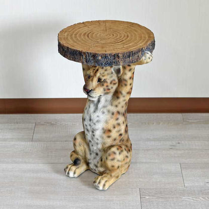 アニマルサイドテーブル チーター ヒョウ フラワースタンド かわいい リアル
