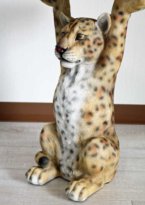 アニマルサイドテーブル チーター ヒョウ フラワースタンド かわいい