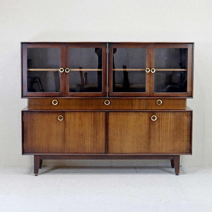 ガラスキャビネット / サイドボード 飾り棚 カップボード 真鍮調ハンドル ミッドセンチュリー 1960s 1970s イギリス