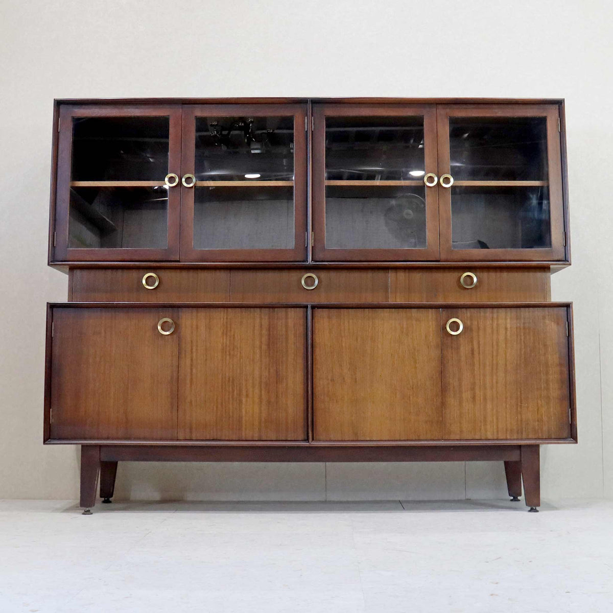 ガラスキャビネット / サイドボード 飾り棚 カップボード 真鍮調ハンドル ミッドセンチュリー 1960s 1970s イギリス