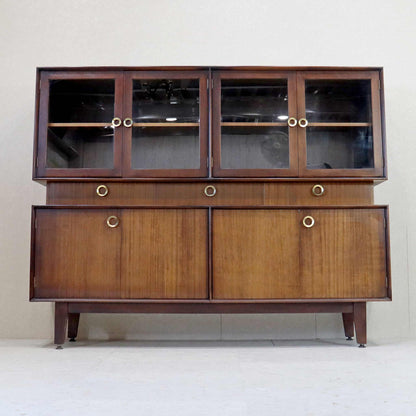 ガラスキャビネット / サイドボード 飾り棚 カップボード 真鍮調ハンドル ミッドセンチュリー 1960s 1970s イギリス