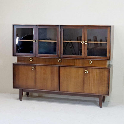 ガラスキャビネット / サイドボード 飾り棚 カップボード 真鍮調ハンドル ミッドセンチュリー 1960s 1970s イギリス