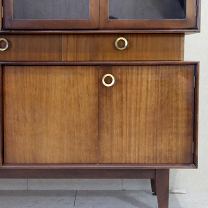 ガラスキャビネット / サイドボード 飾り棚 カップボード 真鍮調ハンドル ミッドセンチュリー 1960s 1970s イギリス