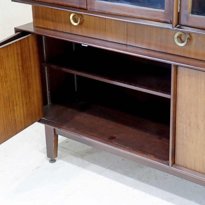 ガラスキャビネット / サイドボード 飾り棚 カップボード 真鍮調ハンドル ミッドセンチュリー 1960s 1970s イギリス