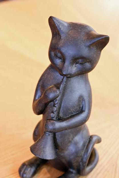 樹脂製 猫のオーケストラ 4体セット 置物 レトロ フィギュア ネコ ブラック 猫雑貨