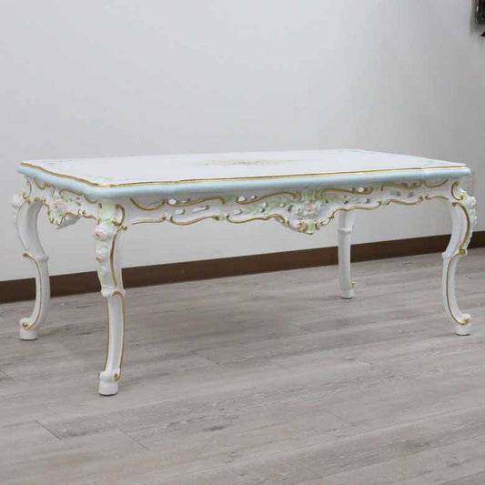 ロココ センターテーブル 120cm リビングテーブル サロンテーブル 白家具