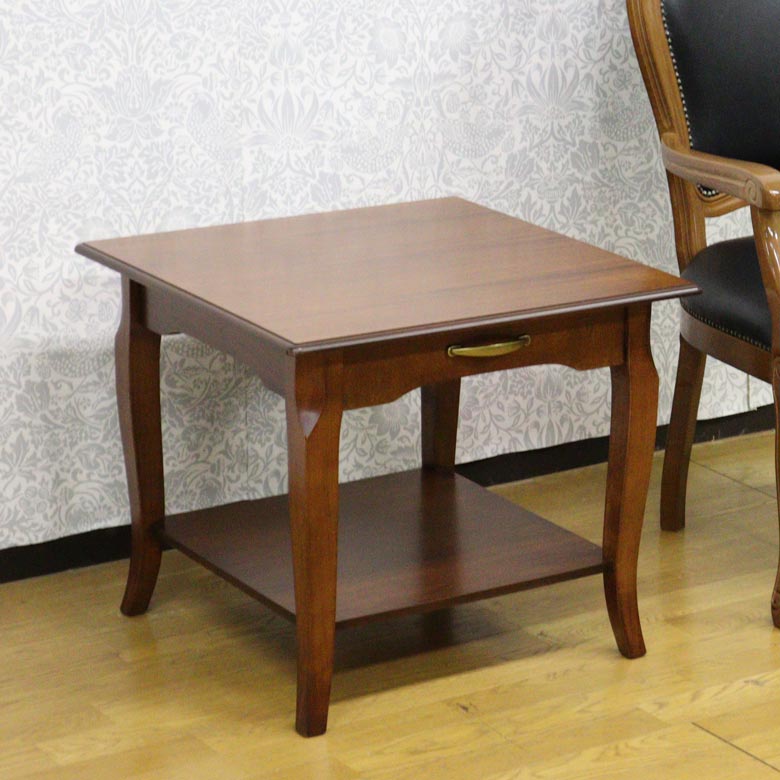 イタリア 引出付き サイドテーブル 木製 完成品 ローテーブル