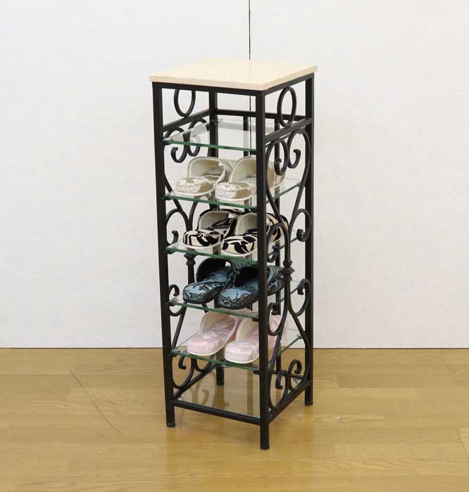 アイアンスリッパラック 大理石天板 フラワースタンド 花台 飾り台