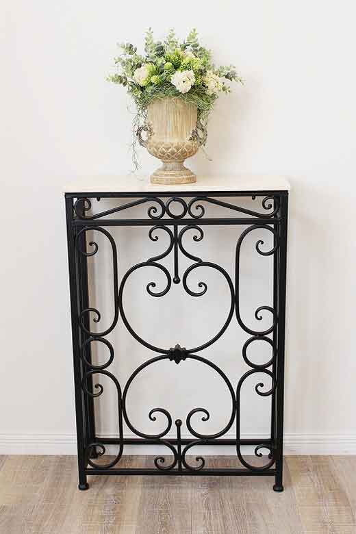 コンソールテーブル 63cm幅 ロートアイアン 大理石テーブル 花台 FM-285-S