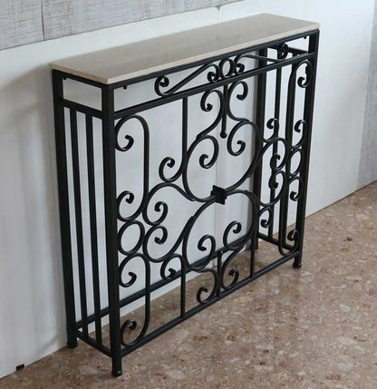 コンソールテーブル 88cm幅 ロートアイアン 大理石テーブル 花台 FM-285