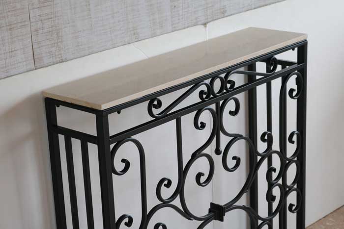 コンソールテーブル 88cm幅 ロートアイアン 大理石テーブル 花台 FM-285