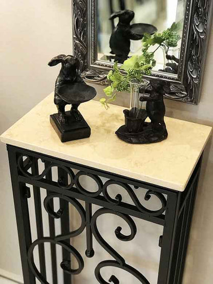 コンソールテーブル 38cm幅 ロートアイアン 大理石テーブル 花台