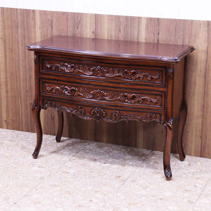 2段ワイドチェスト 猫脚 マホガニー ローキャビネット 木製