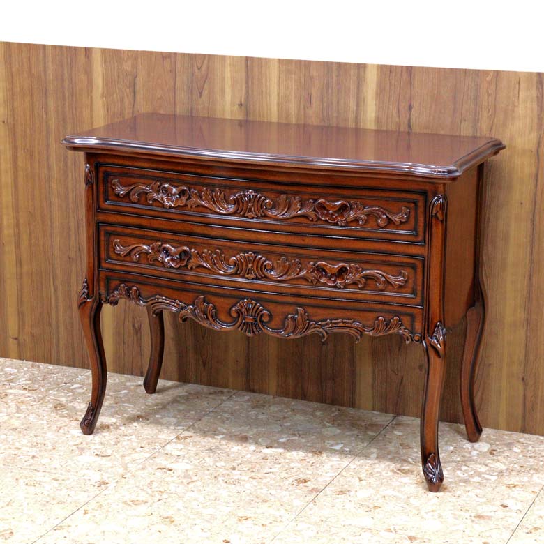 2段ワイドチェスト 猫脚 マホガニー ローキャビネット 木製