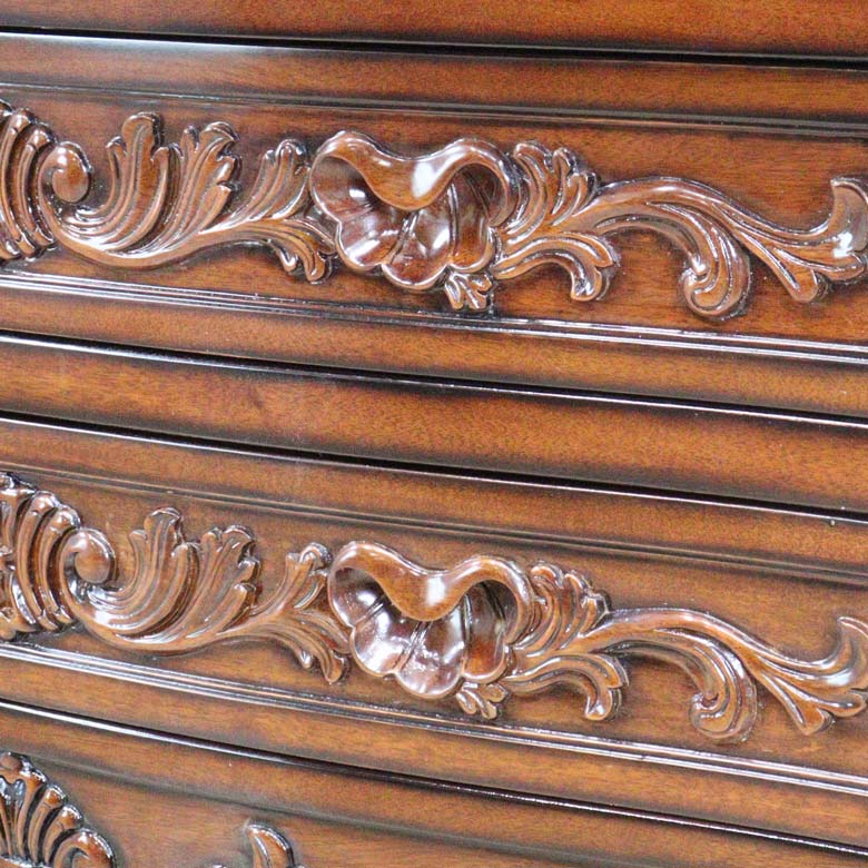 2段ワイドチェスト 猫脚 マホガニー ローキャビネット 木製